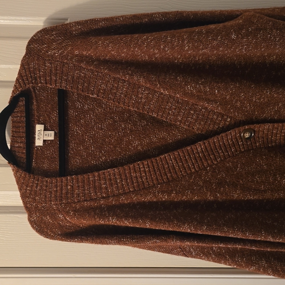 A.N.A BRAND WOMEN'S PLUS SIZE BROWN FRONT BUTTON CARDIGAN SWEATER SIZE 1X